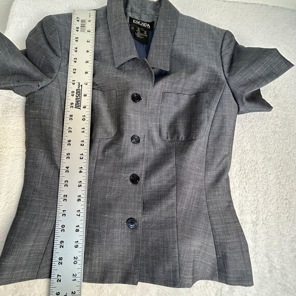 Escada Margaretha Ley Womens Gray Wool-Blend Short Sleeve Blazer Jacket Size 36 - Picture 8 of 8